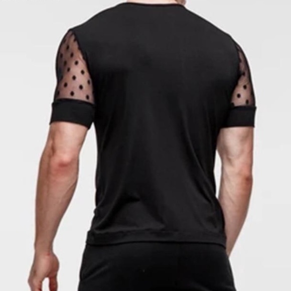 ☘️ INCERUN men’s sexy mesh polka dot tee - Picture 4 of 8